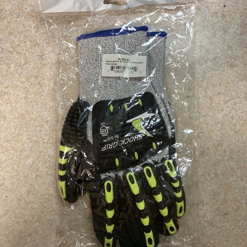 SGI‎ Shock Grip Impact Gloves Cut Resistant Nitrile Palm Work Safety Gloves XL